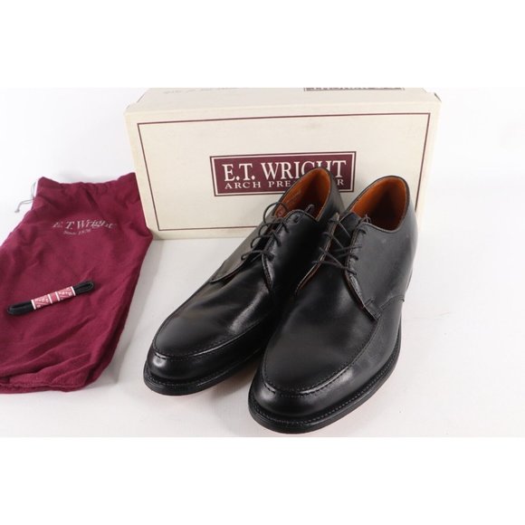 NOS Vintage 90s Mens Size 11 2A Leather Moc Toe Lace Dress Shoes Black USA main image 8